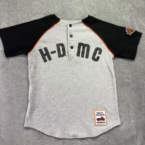 Harley Davidson Motorcycles Shirt Kids‎ 8/10 Gray Black Baseball HDMC
